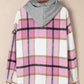 Plaid Button Front Brushed Hooded Jacket
