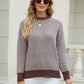Herringbone Print Ribbed Trim Sweater