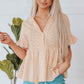 Embroidered Tassel Flounce Sleeve Babydoll Blouse
