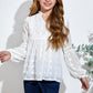 Girls Swiss Dot Spliced Lace Notched Blouse