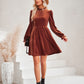 Long Flounce Sleeve A-Line Dress