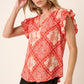 Mittoshop Full Size Printed Butterfly Sleeve Blouse