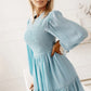 Smocked Tied Balloon Sleeve Mini Dress