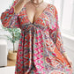 Printed Plunge Tie-Back Babydoll Dress