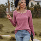 Full Size Ribbed Square Neck Long Sleeve T-Shirt
