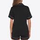 Contrast Piping Button Front Top and Shorts Lounge Set