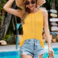 Openwork Grecian Neck Knit Tank Top