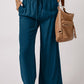 Drawstring Smocked Waist Wide Leg Pants