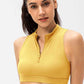 Full Size Cropped Cutout Back Zipper Front Active Tank Top