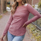 Ribbed Lace Detail Long Sleeve Knit Top