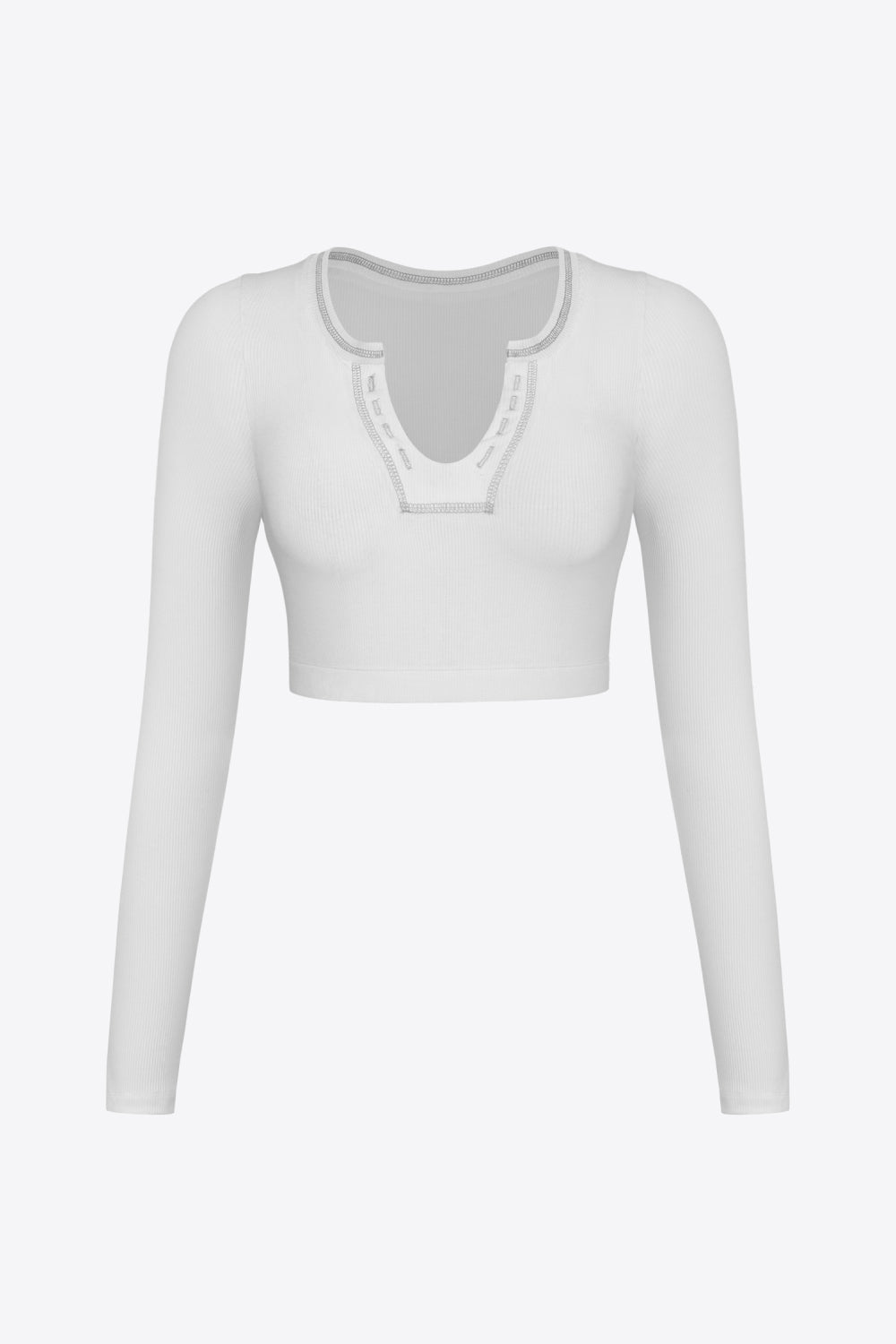 Contrast Trim Ribbed Cropped Top
