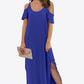 Cold-Shoulder Split Maxi Dress with Pockets
