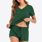 Gathered Detail V-Neck Top and Shorts Lounge Set