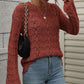 Openwork Dropped Shoulder Knit Top