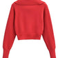 Half Zip Ribbed Collared Neck Knit Top