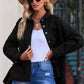 Distressed Fringe Trim Button Up Jacket