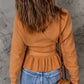 Rib-Knit Belted Open Back Peplum Sweater