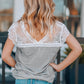Girls Spliced Lace V-Neck Tee Shirt