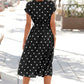 Polka Dot Round Neck Dress with Pockets