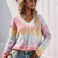 Tie-Dye V-Neck Drop Shoulder Pullover Sweater