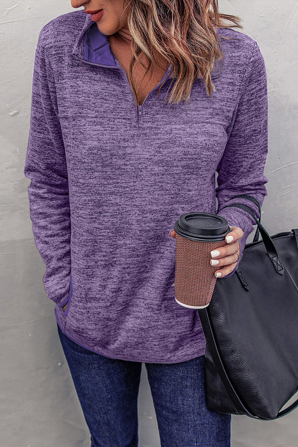 Heathered Quarter-Zip Sweatshirt