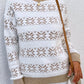 Snowflake Contrast Trim Long Sleeve Sweater