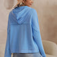 Quarter-Button Exposed Seam Dropped Shoulder Hoodie