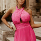 Pleated Halter Neck Backless Maxi Dress