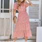 Printed Flutter Sleeve Tiered Dress