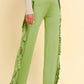 Fringe Trim Wide Leg Pants
