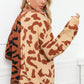 Leopard Button Front Ribbed Trim Cardigan