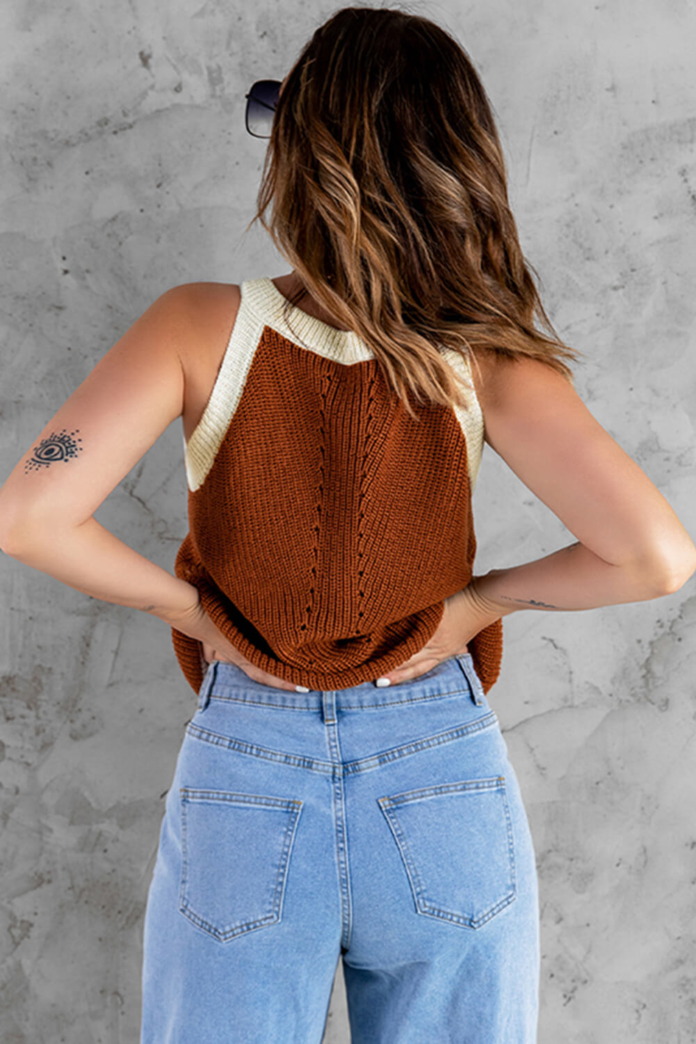 Contrast Rib-Knit Tank Top