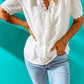 Textured Lace Trim V-Neck Top