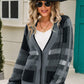 Striped Button-Front Fuzzy Cardigan