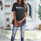 Letter Graphic Distressed Tee Shirt