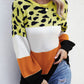 Animal Print Color Block Sweater