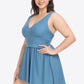 Plus Size Plunge Sleeveless Two-Piece Swimsuit