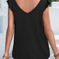 Lace Detail Eyelash Trim V-Neck Tank