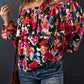 Floral Off-Shoulder Flounce Sleeve Layered Blouse