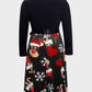 Plus Size Printed Tie Front Round Neck Dress