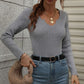 V-Neck Ribbed Knit Top