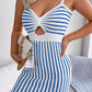 Striped Cutout Spaghetti Strap Knit Dress