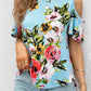 Floral Cold-Shoulder Round Neck Top