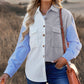 Color Block Button Front Shirt with Pockets
