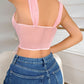 Lace Up Hem Detail Sweetheart Neck Cropped Tank