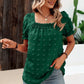 Swiss Dot Puff Sleeve Square Neck Blouse