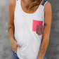 Printed Color Block Pocket Patch Tank