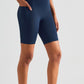 High-Rise Wide Waistband Biker Shorts with Pockets