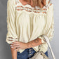 Crochet Openwork Three-Quarter Sleeve Blouse