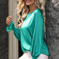 Flounce Sleeve Keyhole Blouse